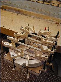 Glue soundboard to sides